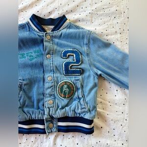 Zara Kids Light Blue Denim Jacket with Embroidered Details